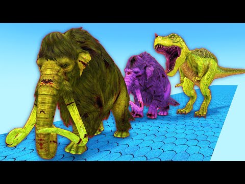 3 Zombie mammoths run away from Titan T-rex temple run game | Mammoth life #56