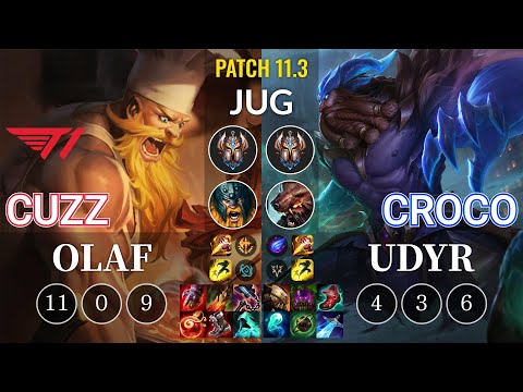T1 Cuzz Olaf vs Croco Udyr Jungle - KR Patch 11.3