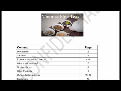 CIMA Operational Case Study Pre-seen Analysis - August 2018 (Thomas Fine Tea)
