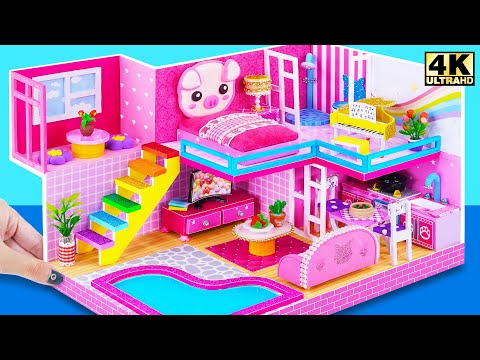 Build Amazing Pink Piggy House with Underground Pool for Three Little Pigs | DIY Miniature House