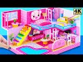 Build Amazing Pink Piggy House With Underground Pool For Three Little Pigs DIY Miniature House
