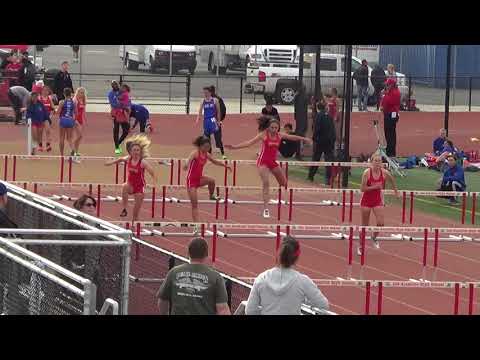 FSG 100m Hurdles vs Servite & Rosary 3-7-18 - Los Alamitos Girls