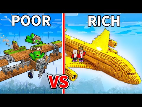 JJ and Mikey: POOR vs RICH Airplane Battle in Minecraft - Maizen