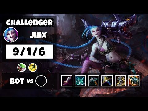 Jinx Gameplay Challenger Replay S11 - 11.11 Bot Lane (9/1/6) - OCE