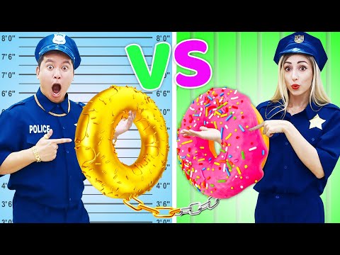 IF RICH VS POOR POLICE OFFICER WERE IN JAIL | 6 FUNNY SITUATIONS OF BROKE COP AND RICH COP FOR 24 HR