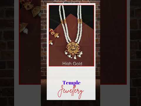 Temple Jewelry High Gold Polish Designer God Laxmi Design Long Temple Pendant Set