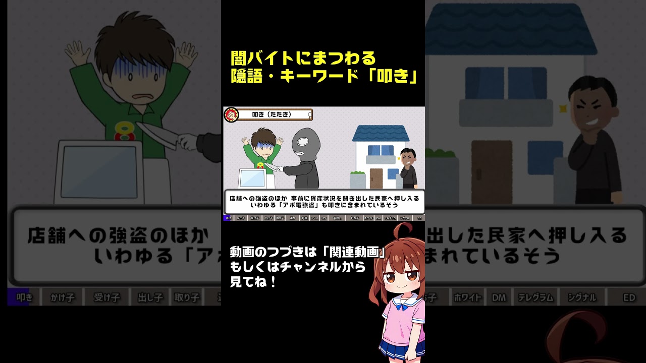 闇バイトにまつわる隠語・キーワードを解説「叩き」 #闇バイト #意外と知らない  #ゆっくり解説