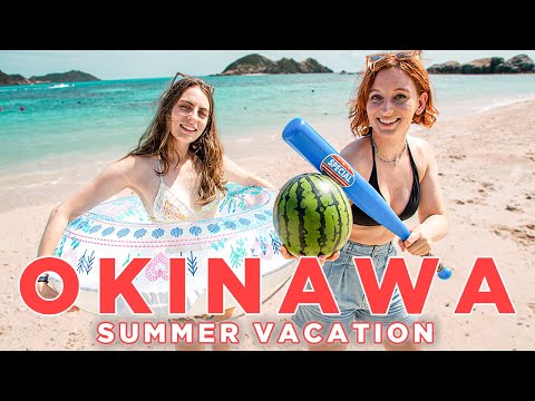 在沖繩日本海灘的1天+砸西瓜？ (1 Day at a Japanese Beach In OKINAWA + Smashing Watermelons ??)
