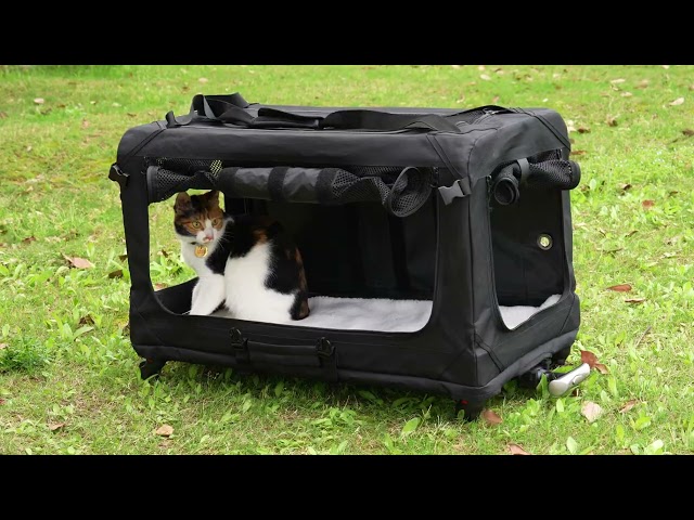 Veehoo Large Pet Carrier with Wheels for 2 Cats