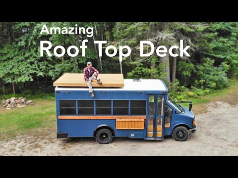 Over The Top Custom Skoolie Roof Top Deck with in deck lighting | Short Bus Conversion