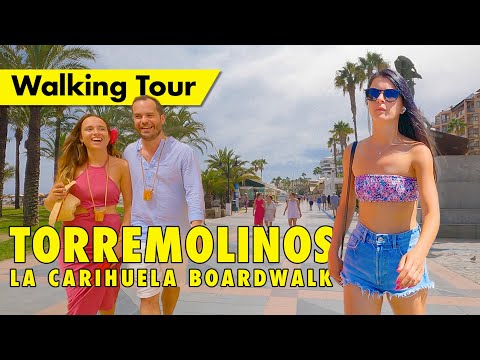 Torremolinos beachfront walk - Summer 2022 - La Carihuela boardwalk immersive virtual tour