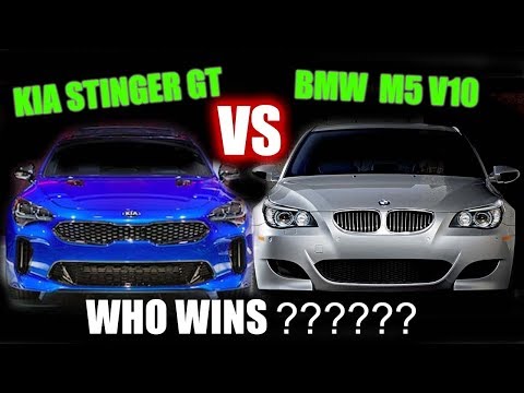 KIA Stinger vs. BMW M5 v10 drag racing