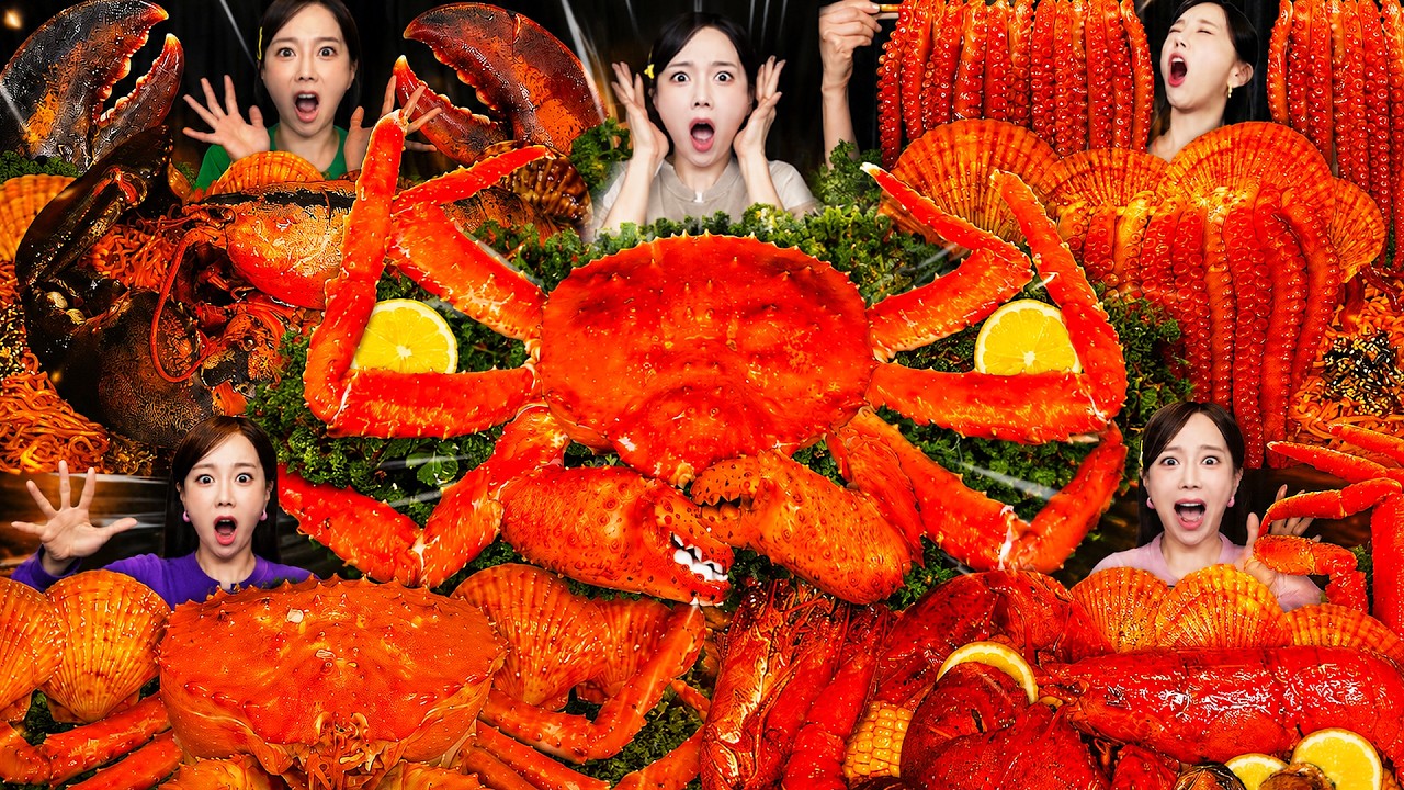 해산물의 여왕 SSOYOUNG ! 압도적 스케일 해산물 ASMR 연속 재생 🦞🔥Crazy Seafood Feast! King Crab, Giant Lobster