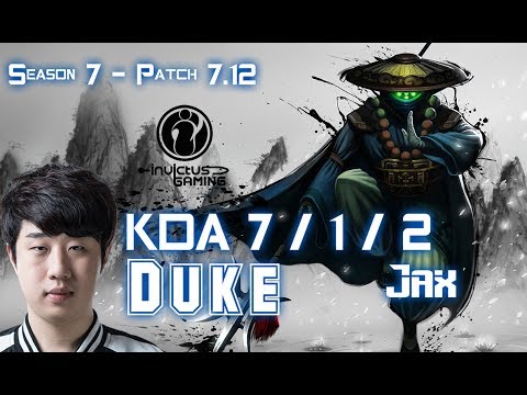 IG Duke JAX vs DARIUS Top - Patch 7.12 KR Ranked