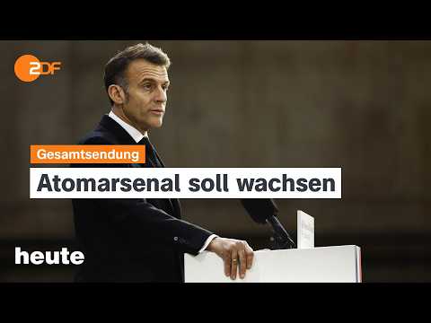 Video Thumbnail: heute 19:00 Uhr vom 02.03.2026 Frankreichs Atomwaffen, Irans Gegenangriffe, Reisende sitzen fest