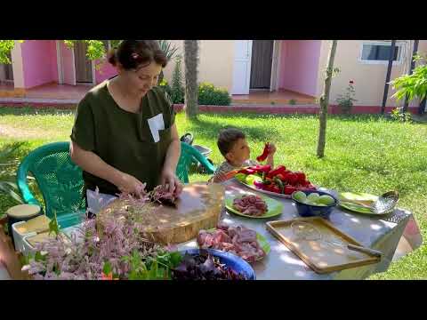 Fried Potatoes With Meat In A Cauldron.