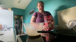 Del and Raquel cooking pancakes