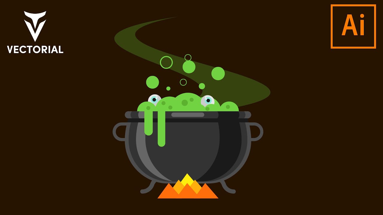 Witch cauldron tutorial in Adobe Illustrator 2020