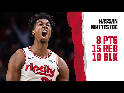 Hassan Whiteside FRANCHISE RECORD 10 BLOCKS | Trail Blazers vs. Bulls