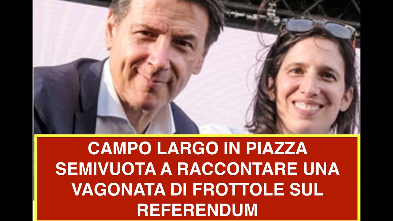 CAMPO LARGO IN PIAZZA SEMIVUOTA A RACCONTARE UNA VAGONATA DI FROTTOLE SUL REFERENDUM