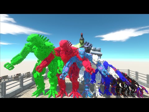 - GLADIATOR HULK DEATH CLIMB VS DIFFERENT SIZE MECHAGODZILLA 2021  - Animal Revolt Battle Simulator