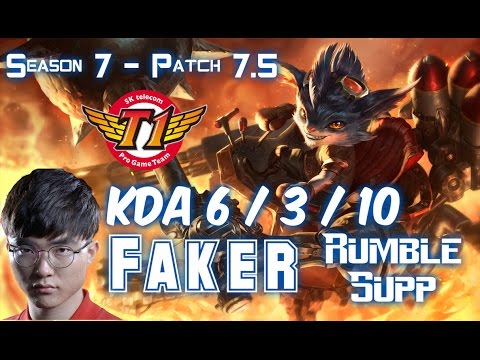 SKT T1 Faker RUMBLE vs KARMA Supp - Patch 7.5 KR Ranked