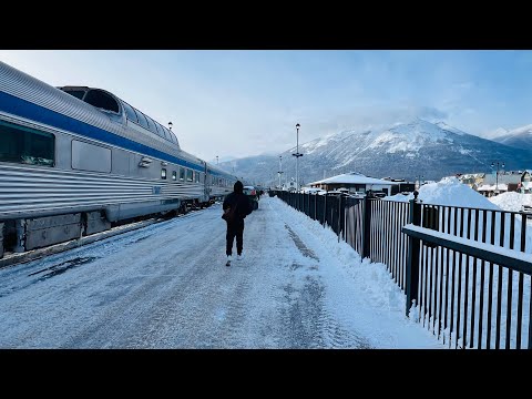 JASPER, Alberta, TWO DEGREES Fahrenheit, VIA Rail train 1, the CANADIAN & the Canadian National Ry.