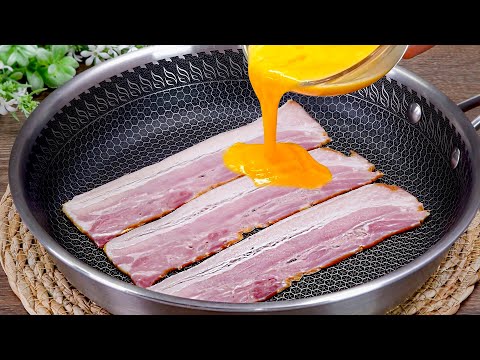 Just pour the egg on the bacon🔝 The most delicious and my husband's favorite recipe!