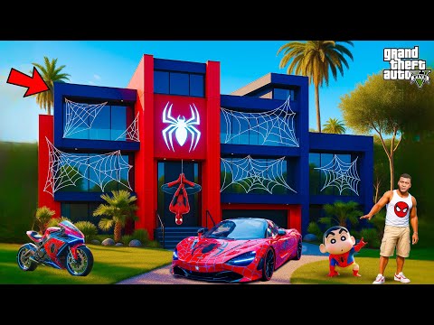 Franklin & Shinchan Found Spiderman Hidden Mansion in  Gta 5 Telugu