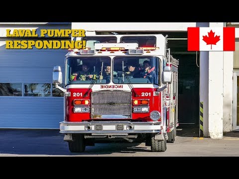 Laval | Laval Fire Service (SIL) Pumper 201 Responding From Station 1 With Lights & Siren