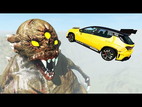 High-speed Jumping Cars Over Three Eyed Demon - Beamng Drive