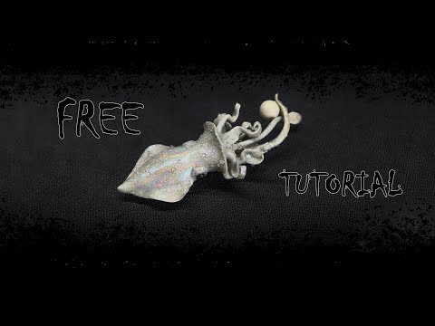 Polymer clay rainbow squid with pearl. pendant brooch. Free tutorial