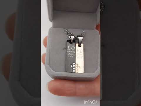 Подарок парню девушке "Всегда рядом - слитки любви" парные кулоны ювелирная сталь медзолото 18К и титан в бархатной коробочке - фото 2 - id-p2376983408