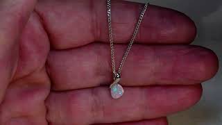 m15794 Solid 18k white gold solid Australia opal necklace