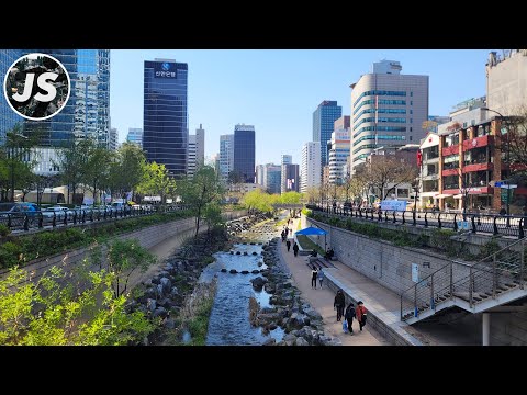 Rio Cheonggyecheon em Seul e Praça Gwanghwamun | Caminhada na Coreia do Sul