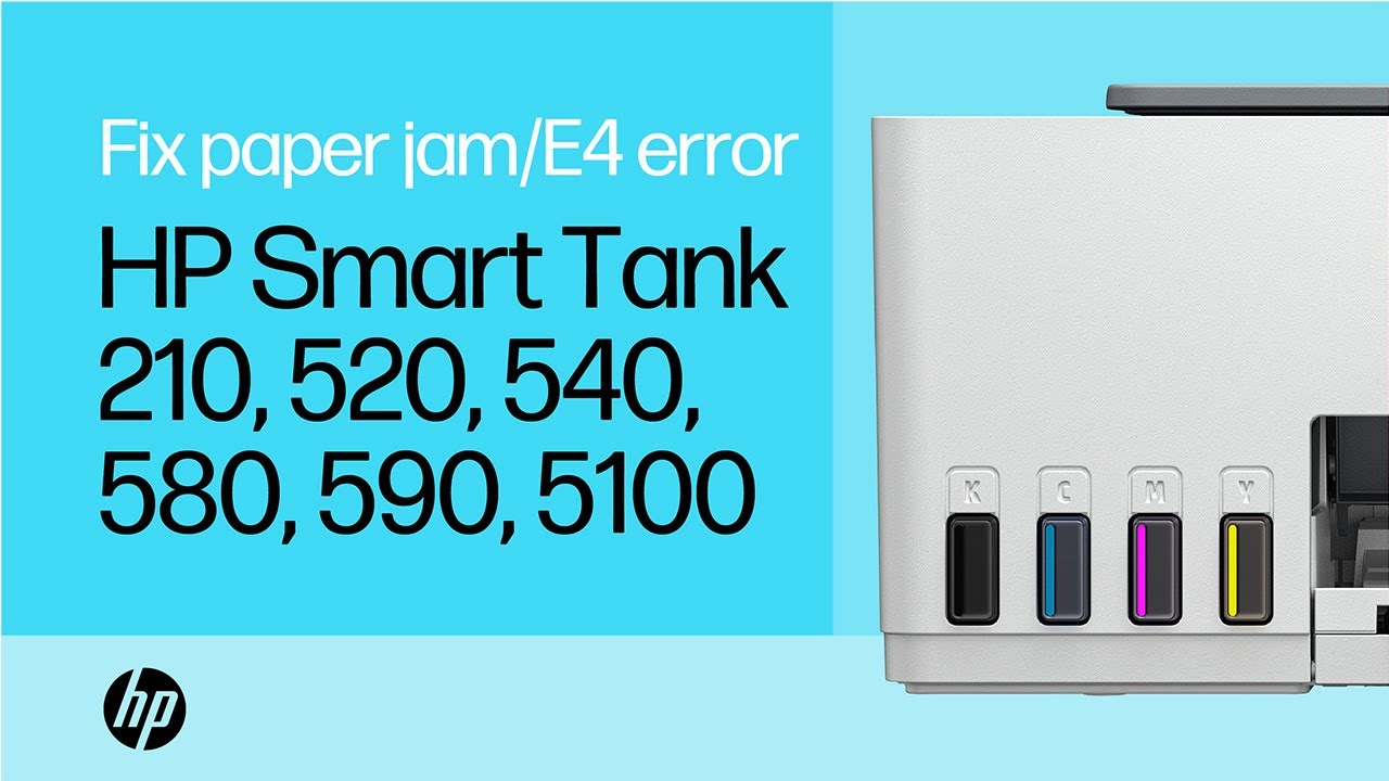 Fix a paper jam or E4 error | HP Smart Tank 210, 520, 540, 580, 590, 5100 printers | HP Support