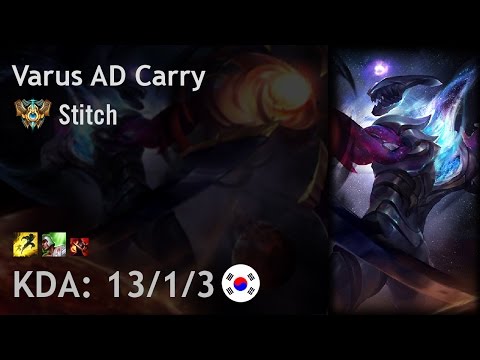 Varus AD Carry vs Jhin - Stitch - KR Challenger Patch 7.9