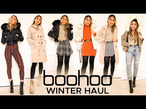 WINTER outfits try-on haul | BOOHOO Parkas Coats Sweaters Review