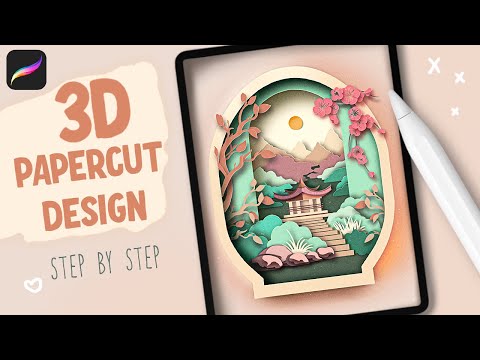 Japanese Garden - Realistic Paper Cut Design in Procreate