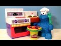 PLAY DOH Chef Cookie Monster Eating Letter Lunch Pizza From Play Doh Meal Making Kitchen Baking Toy