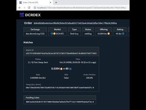 My first purchase, using DCRDEX