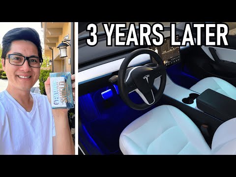 My Tesla White Seats After 3 Years How to Keep it Clean Ceramic Coating GYEON Leather Shield  3/Y