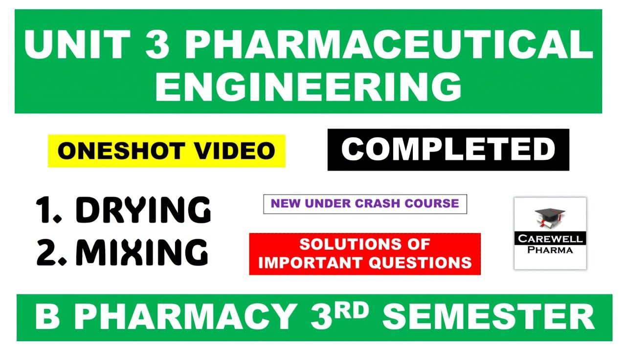 Unit 3 Pharmaceutical Engineering (Complete) | Drying | Mixing | B Pharm 3rd Sem | Carewell Pharma