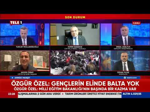 Genel Başkanımız Kadem Özbay, 16 Nisan Çarşamba günü Tele 1 Tv`de yayınlanan Anında Manşet programında gazeteci Tuncay Mollaveisoğlu`nun canlı yayın konuğu oldu. Genel Başkanımız proje okullarına yönetici ve öğretmen atamalarından, norm kadro fazlası