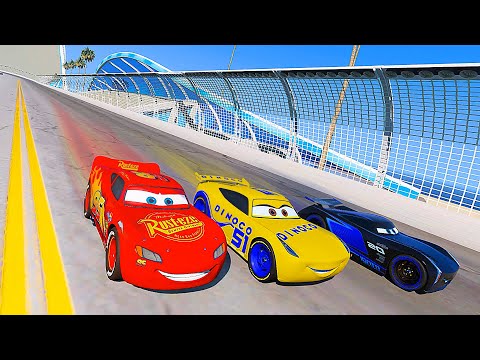 Race Disney Cars McQueen VS Jackson Storm and Cruz Ramirez - Daytona   Texas - Florida 500