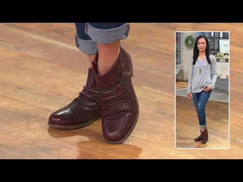 Earth Leather Ruched Ankle Boots - Ronan on QVC