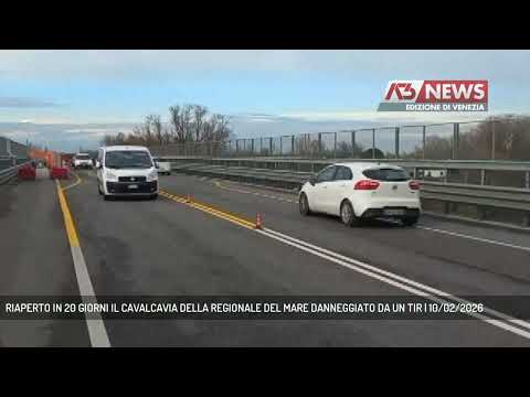 RIAPERTO IN 20 GIORNI IL CAVALCAVIA DELLA REGIONALE DEL MARE DANNEGGIATO DA UN TIR | 10/02/2026