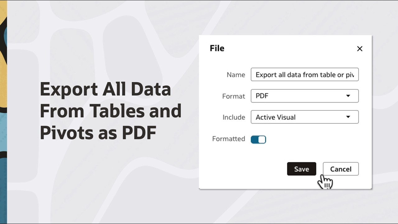 Export All Data From a Table or Pivot as PDF in Oracle Analytics
