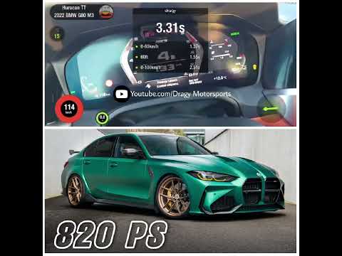 820 PS BMW M3 G80 Competition X-Drive Stage 2 | 1/4 Mile Test run on the Street #bmw #m3g80 #dragy