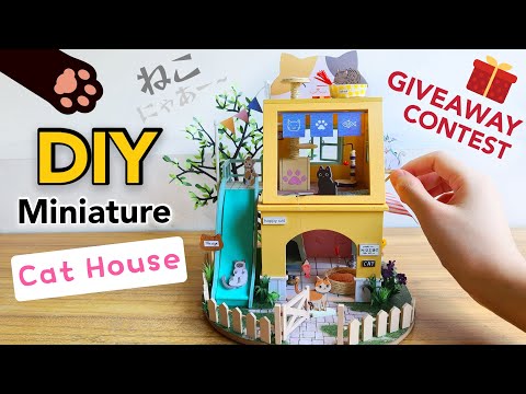 DIY Miniature Cat House 猫の家 (GIVEAWAY CONTEST)